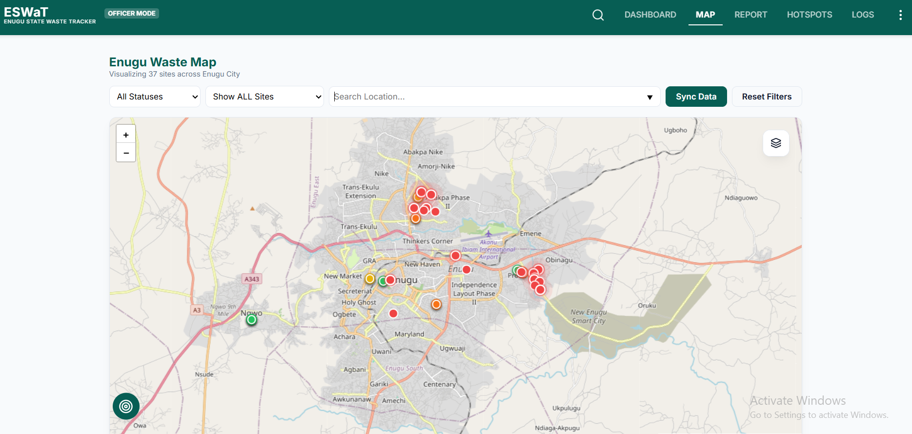 ESWaT Dashboard Screenshot